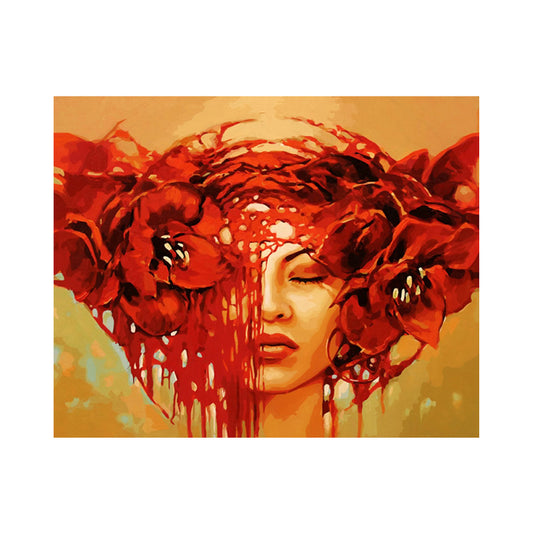 Red Poppy Muse - 40x50 cm paint by numbers kit
