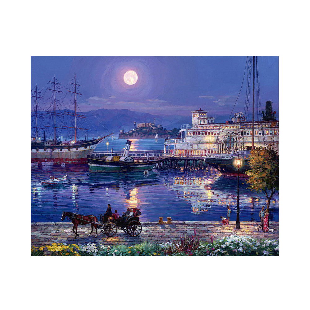 Moonlit Harbor Evening - 40x50 cm paint by numbers kit