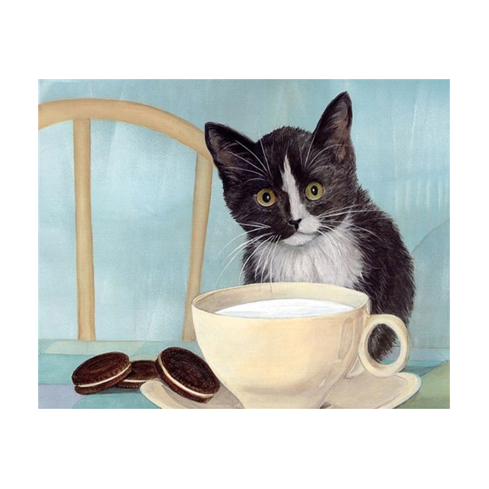 Curious Cat at Tea - 40x50 cm paint by numbers kit