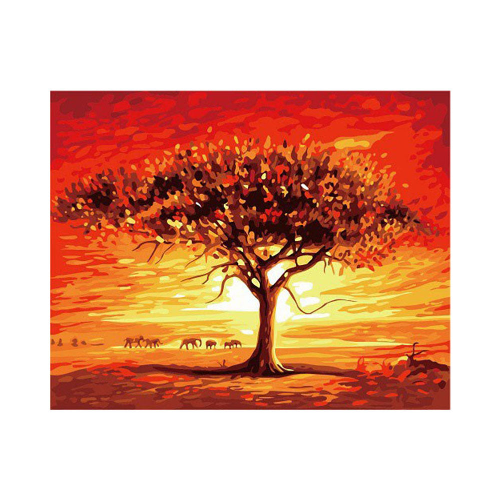 Elephants Beneath the Sunset Tree - 40x50 cm paint by numbers kit