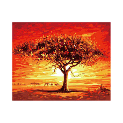 Elephants Beneath the Sunset Tree - 40x50 cm paint by numbers kit