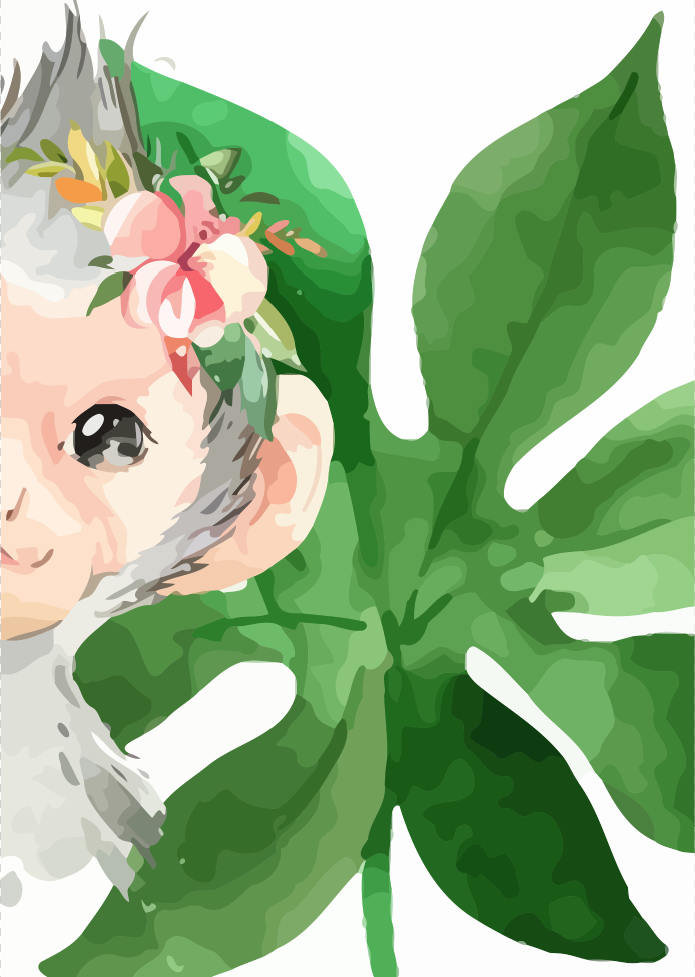 Floral monkey and Tropical Leaves - 40x50 cm paint by numbers kit