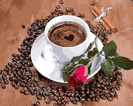 Coffee and Rose - 40x50 cm paint by numbers kit