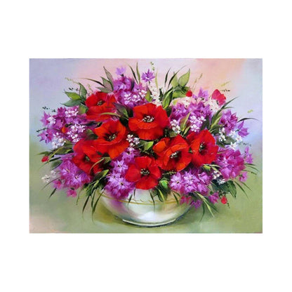 Poppies and Violet Blooms - 40x50 cm paint by numbers kit