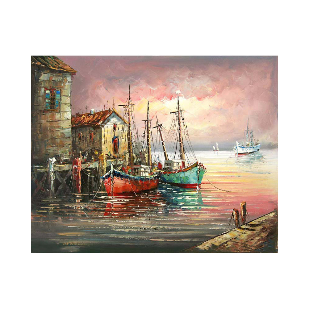 Harbor Boats at Dawn - 40x50 cm paint by numbers kit