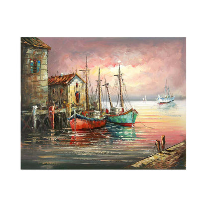 Harbor Boats at Dawn - 40x50 cm paint by numbers kit
