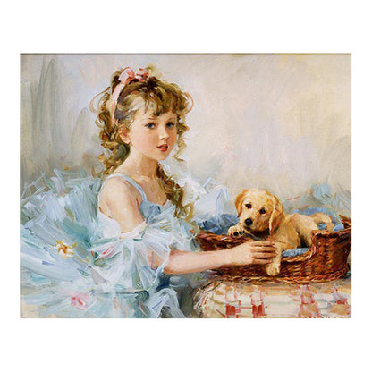 Girl and Puppy - 40x50 cm paint by numbers kit