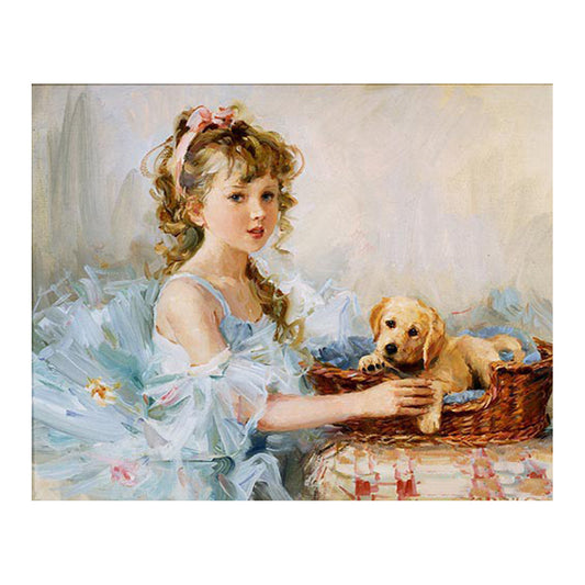 Girl and Puppy - 40x50 cm paint by numbers kit