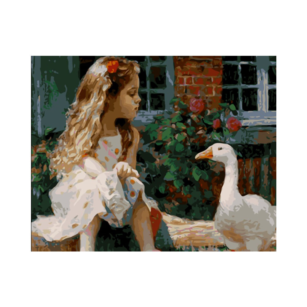 Girl with a Garden Goose - 40x50 cm paint by numbers kit