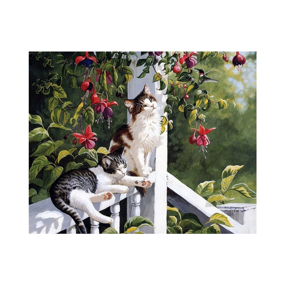Cats Among the Fuchsias - 40x50 cm paint by numbers kit