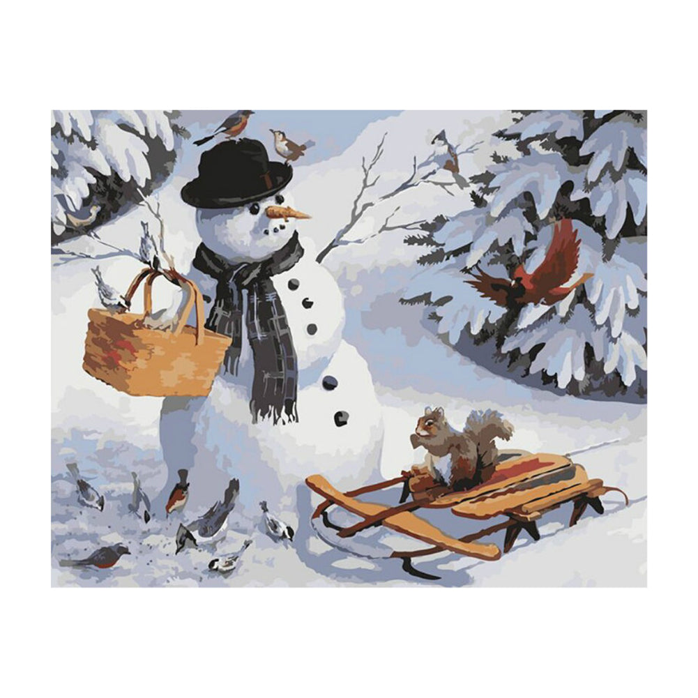 Snowman and Woodland Friends - 40x50 cm paint by numbers kit