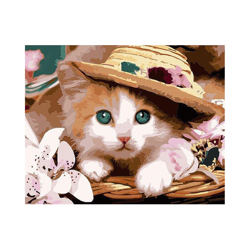 Garden Hat Kitten - 40x50 cm paint by numbers kit