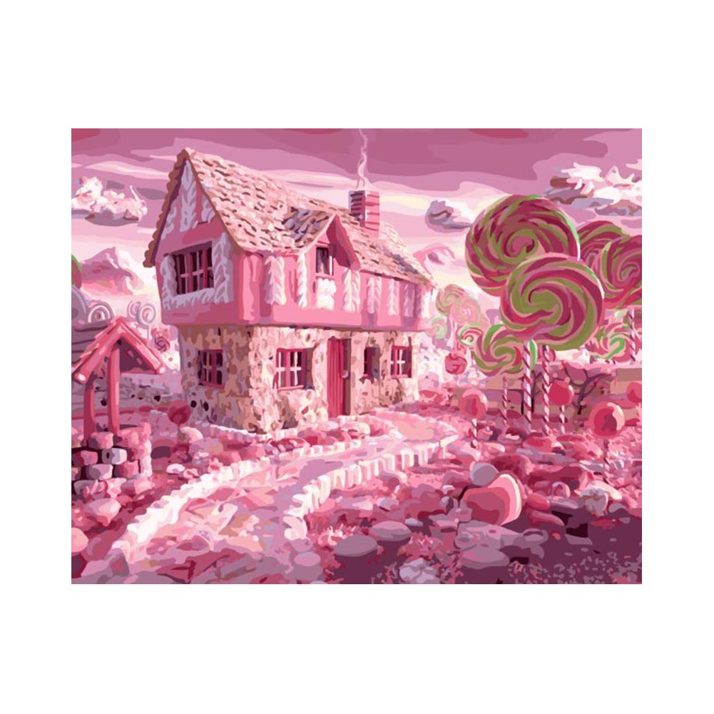 Pink Candy Cottage - 40x50 cm paint by numbers kit