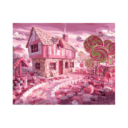 Pink Candy Cottage - 40x50 cm paint by numbers kit