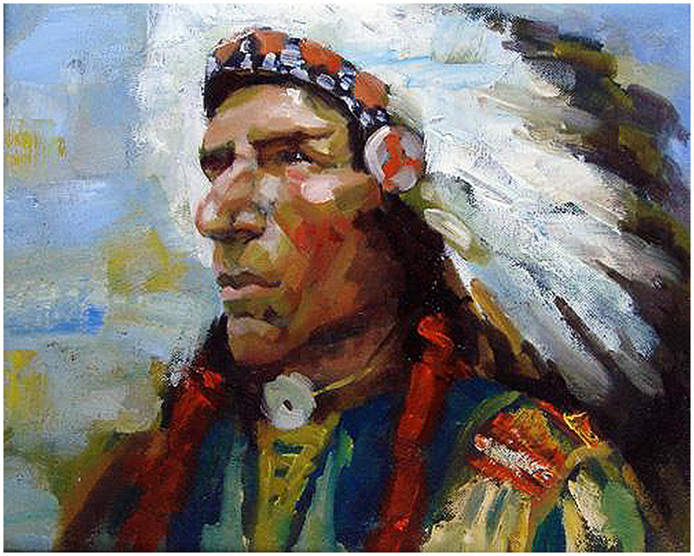 Feathered Warrior Portrait - 40x50 cm paint by numbers kit
