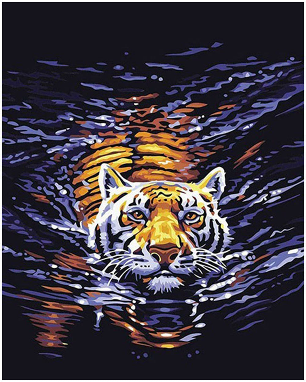 Tiger Through Dark Waters - 40x50 cm paint by numbers kit