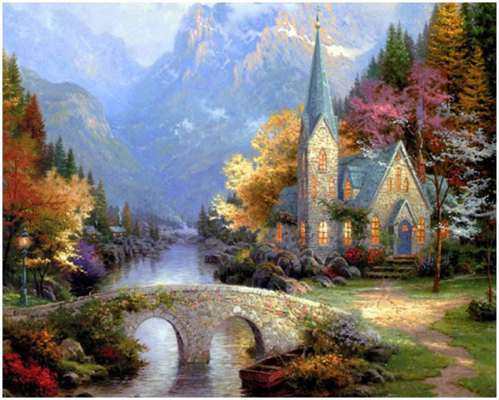 Autumn Chapel Bridge - 40x50 cm paint by numbers kit