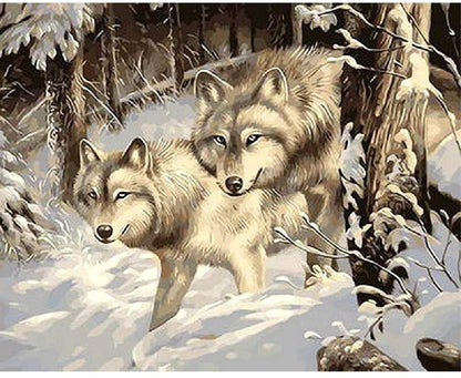 Wolves in the Snow - 40x50 cm paint by numbers kit