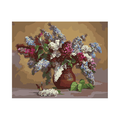 Lilac Bouquet in Rustic Vase - 40x50 cm paint by numbers kit