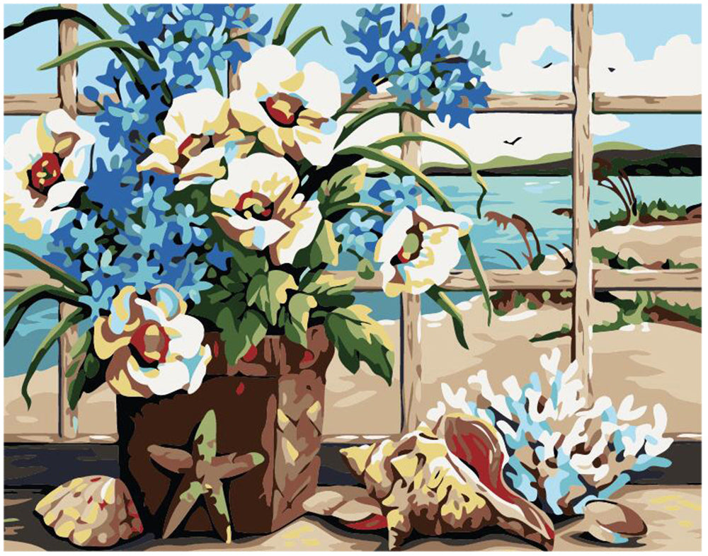Seaside Orchid and Shells - 40x50 cm paint by numbers kit