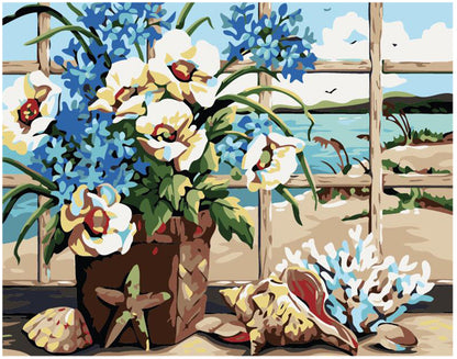 Seaside Orchid and Shells - 40x50 cm paint by numbers kit