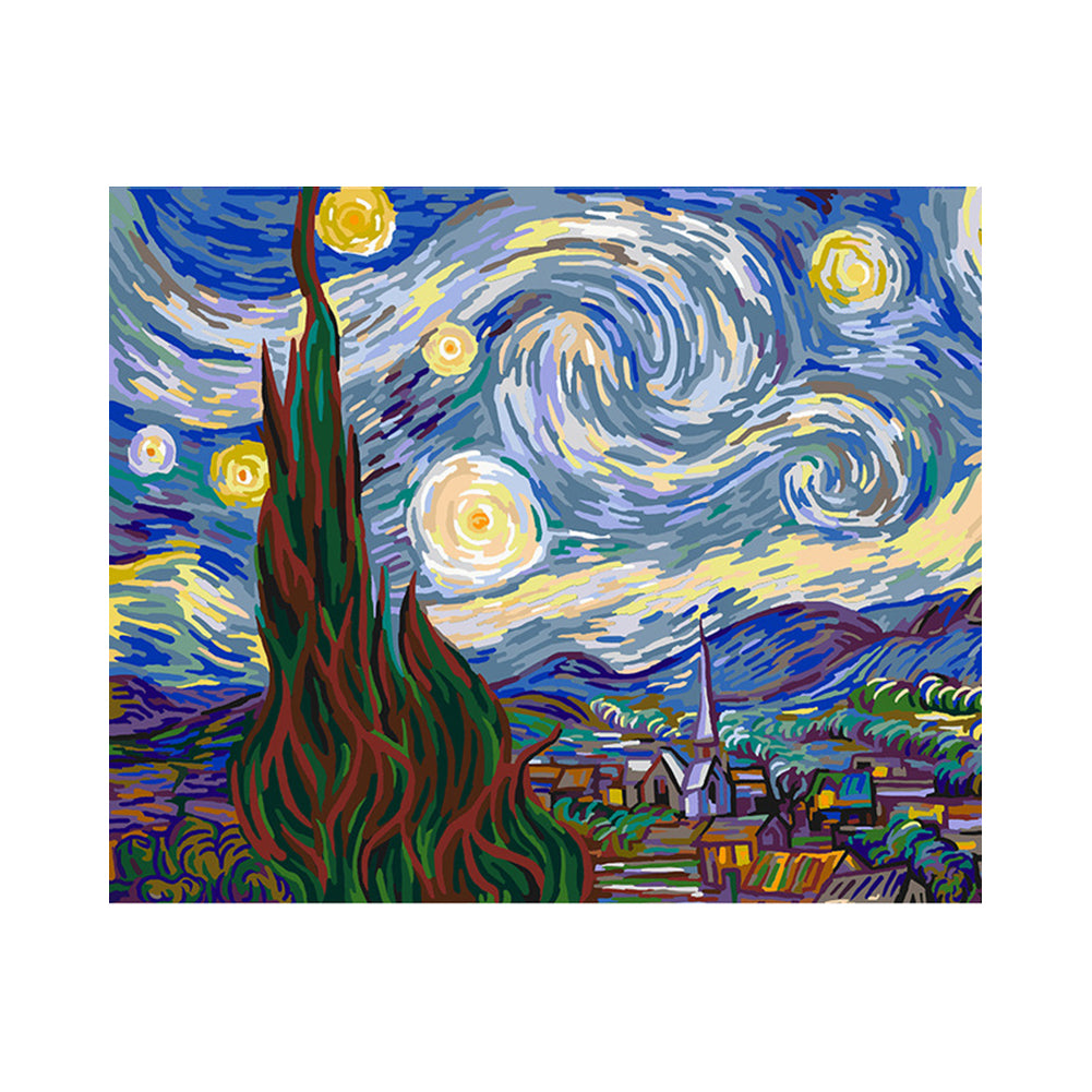 Swirling Starry Village - 40x50 cm paint by numbers kit