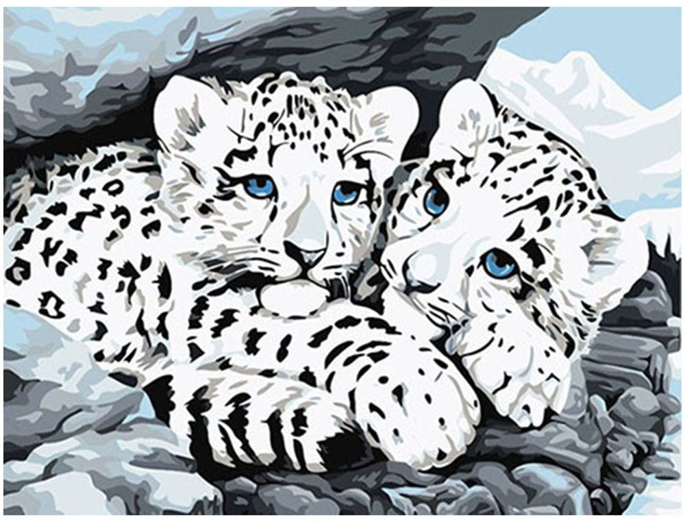 Snow Leopard Cubs - 40x50 cm paint by numbers kit