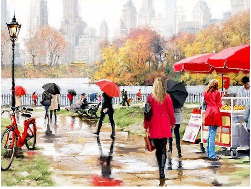 Autumn Park in the Rain - 40x50 cm paint by numbers kit