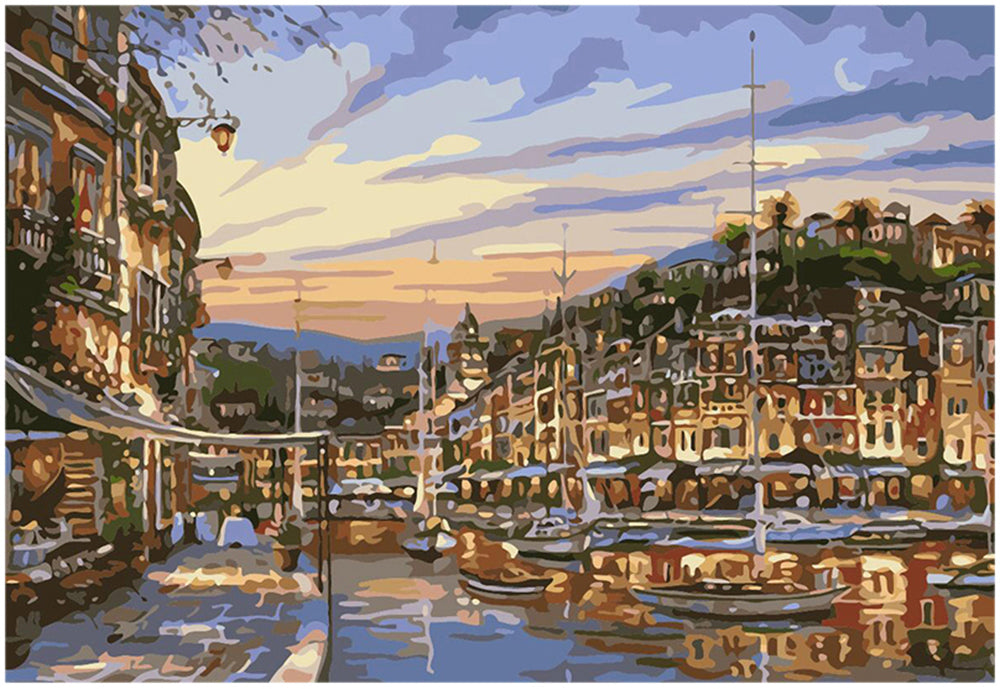 Harbor Sunset Reflections - 40x50 cm paint by numbers kit