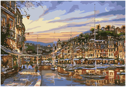 Harbor Sunset Reflections - 40x50 cm paint by numbers kit