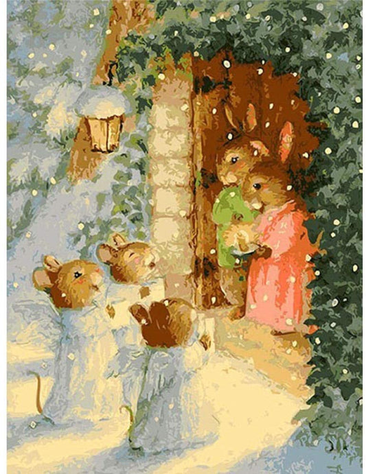 Snowy Rabbit Family - 40x50 cm paint by numbers kit