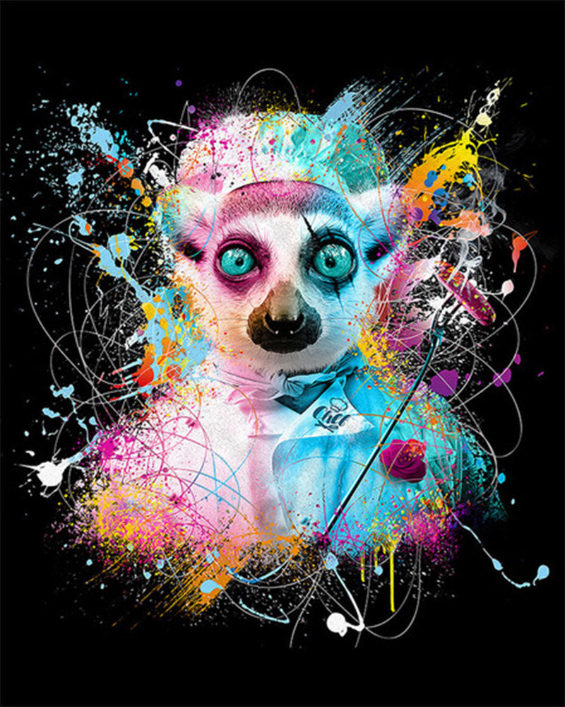 Neon Lemur Gentleman - 40x50 cm paint by numbers kit