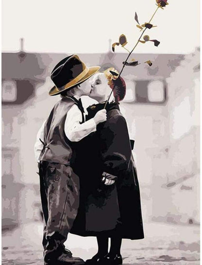 Vintage Childhood Kiss - 40x50 cm paint by numbers kit