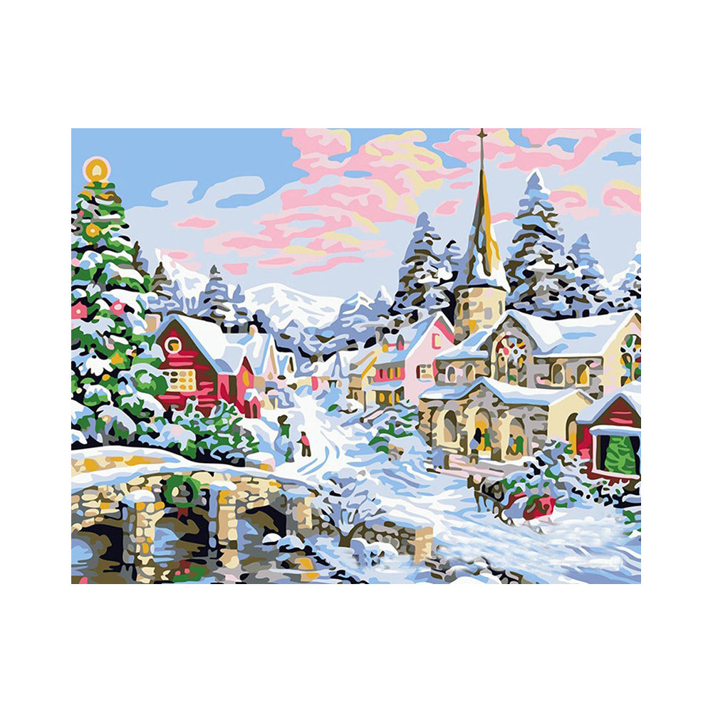 Christmas Village Snowfall - 40x50 cm paint by numbers kit