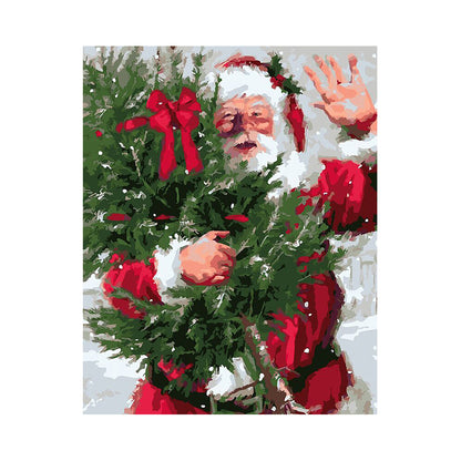 Santa with Christmas Tree - 40x50 cm paint by numbers kit
