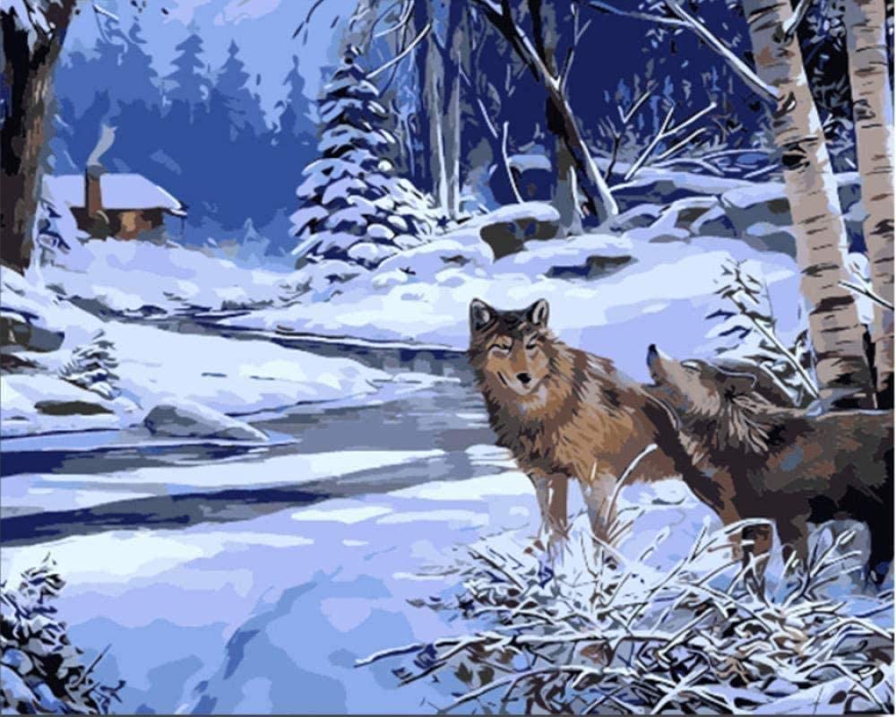 Winter Wolves by the Creek - 40x50 cm paint by numbers kit
