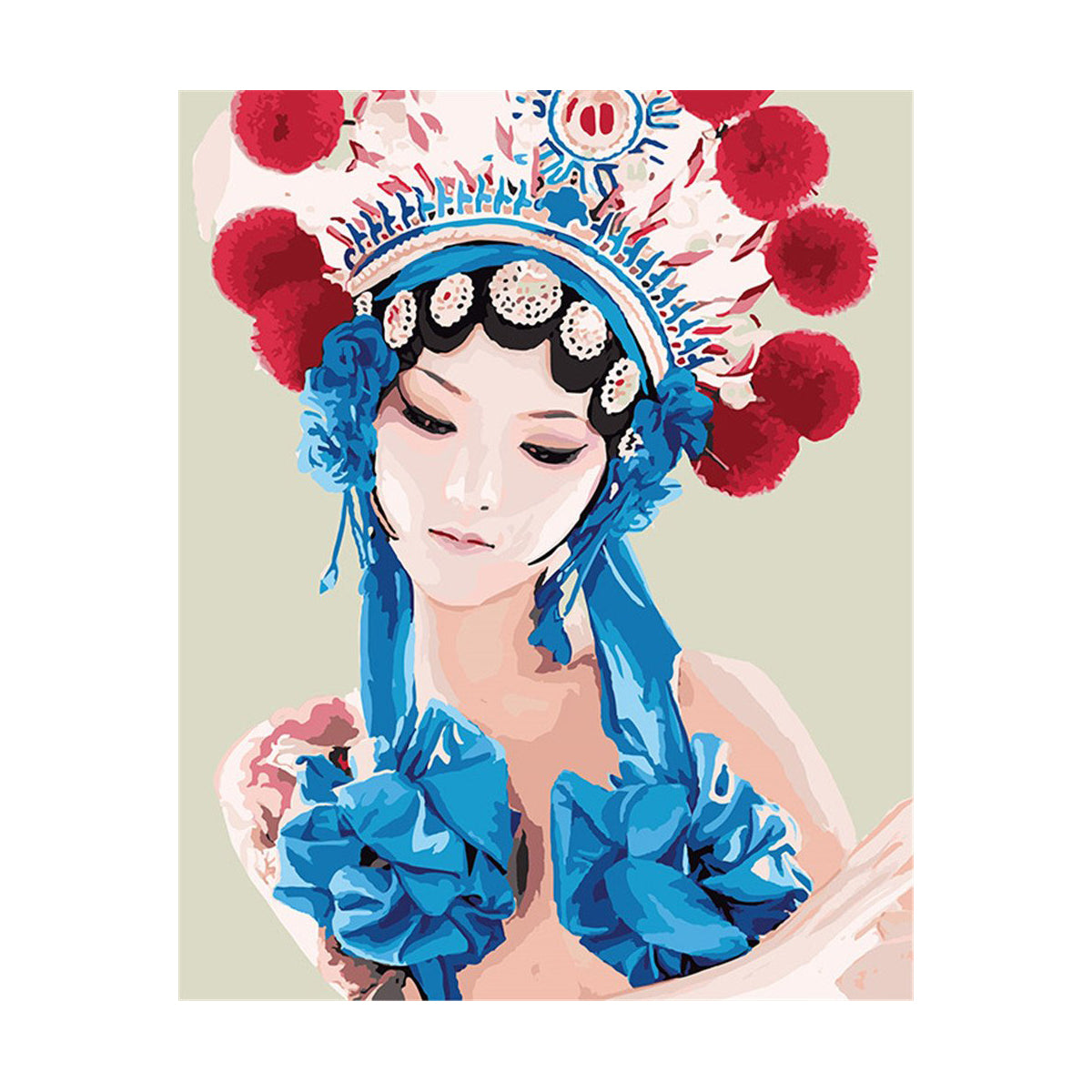 Blue Crown Opera Portrait - 40x50 cm paint by numbers kit