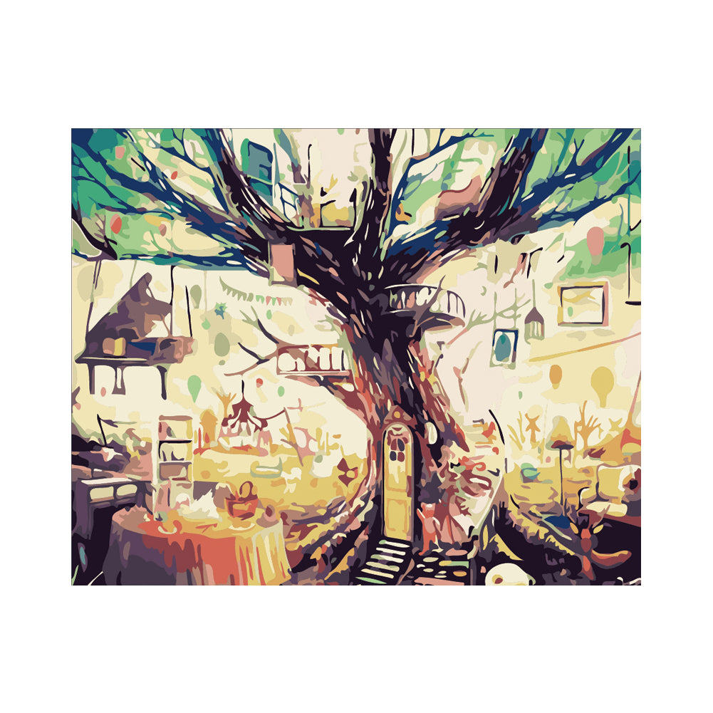Whimsical Treehouse Interior - 40x50 cm paint by numbers kit