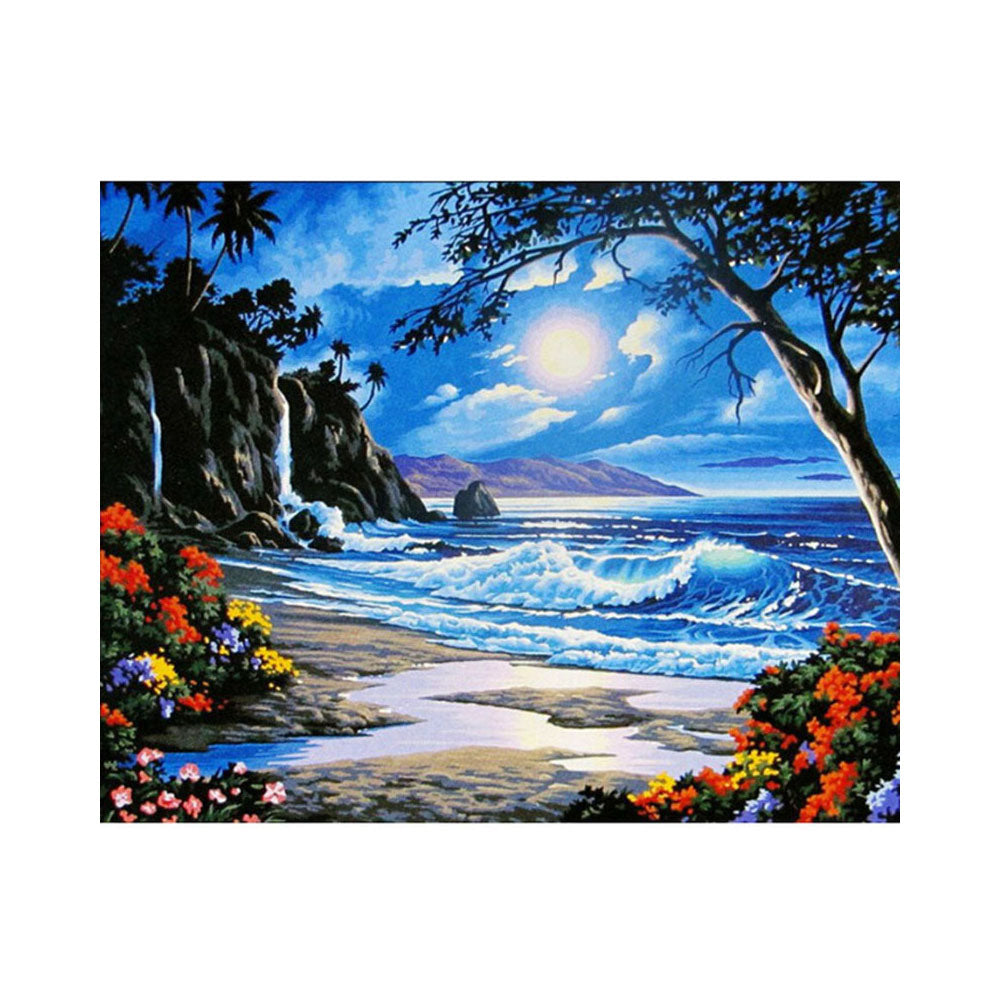 Moonlit Tropical Shore - 40x50 cm paint by numbers kit