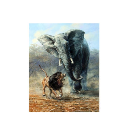Lion and Elephant Encounter - 40x50 cm paint by numbers kit