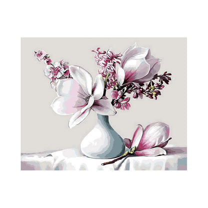 Magnolia Blossoms in White Vase - 40x50 cm paint by numbers kit