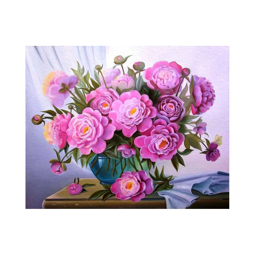 Pink Peonies in Blue Vase - 40x50 cm paint by numbers kit