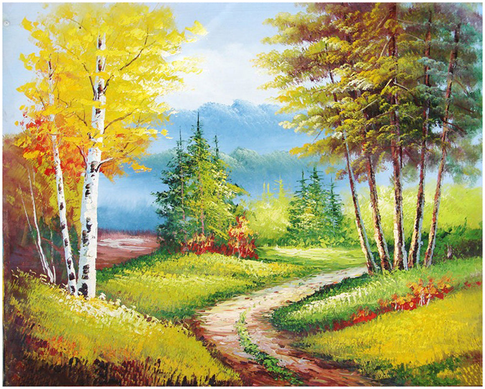 Sunlit Birch Forest Path - 40x50 cm paint by numbers kit