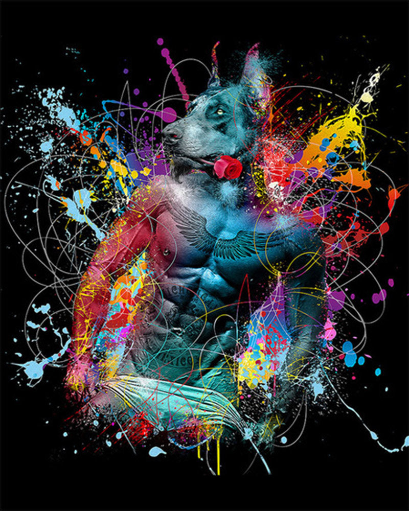 Colorful Romantic Dog - 40x50 cm paint by numbers kit