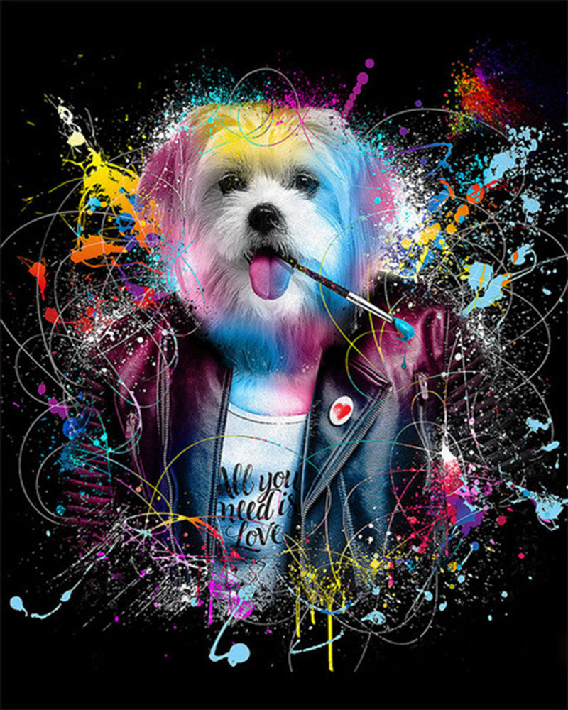 Colorful Artist Dog - 40x50 cm paint by numbers kit
