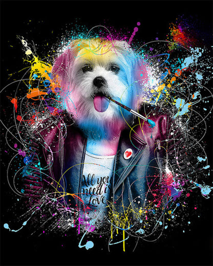 Colorful Artist Dog - 40x50 cm paint by numbers kit
