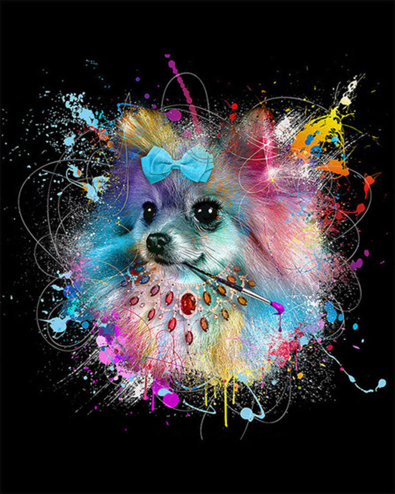 Glamorous Colorful Dog - 40x50 cm paint by numbers kit