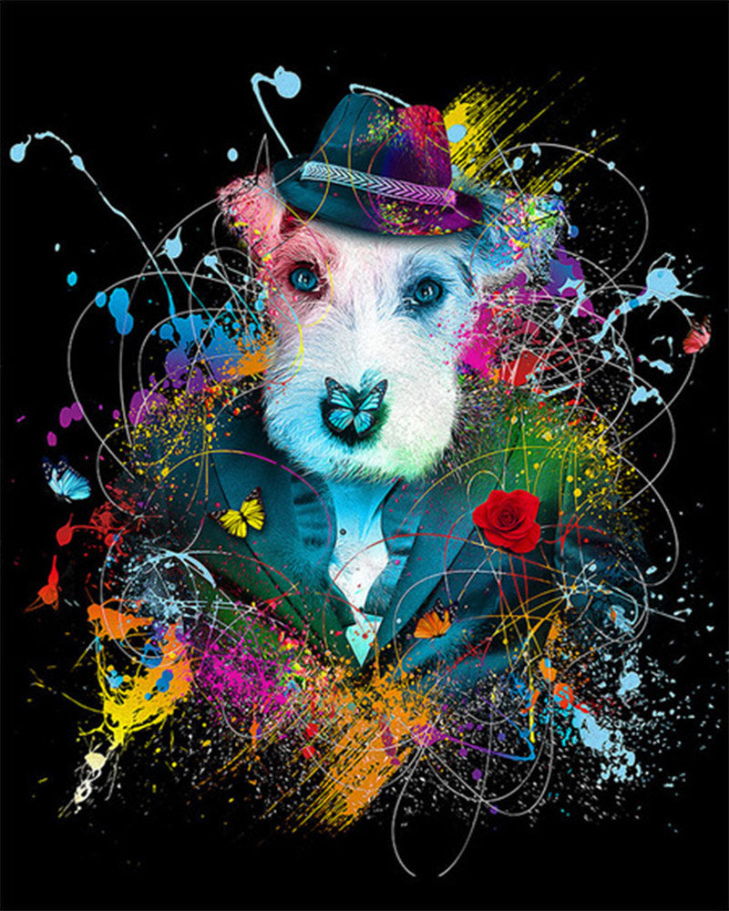 Gentleman Dog with Butterflies - 40x50 cm paint by numbers kit