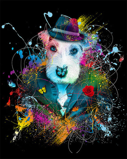 Gentleman Dog with Butterflies - 40x50 cm paint by numbers kit