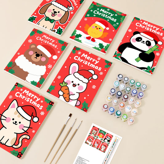 Merry Christmas Animal Mini Paint by Numbers Set – 6 Designs